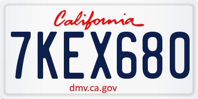 CA license plate 7KEX680