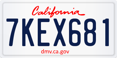 CA license plate 7KEX681