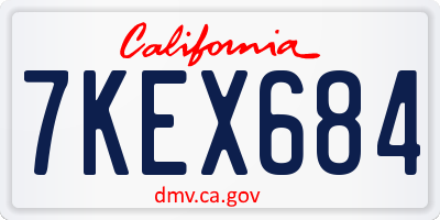 CA license plate 7KEX684