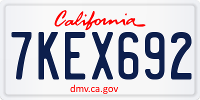 CA license plate 7KEX692