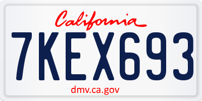 CA license plate 7KEX693