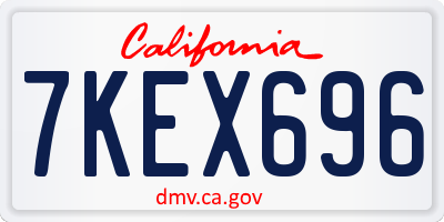 CA license plate 7KEX696