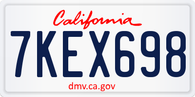 CA license plate 7KEX698