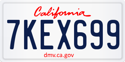 CA license plate 7KEX699