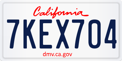 CA license plate 7KEX704