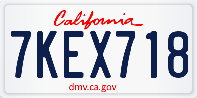CA license plate 7KEX718