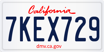 CA license plate 7KEX729