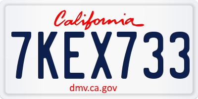 CA license plate 7KEX733