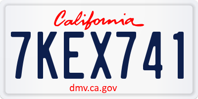 CA license plate 7KEX741