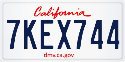 CA license plate 7KEX744