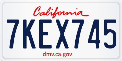 CA license plate 7KEX745