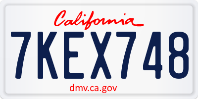 CA license plate 7KEX748