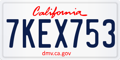 CA license plate 7KEX753
