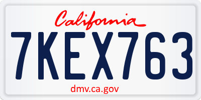 CA license plate 7KEX763