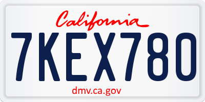 CA license plate 7KEX780
