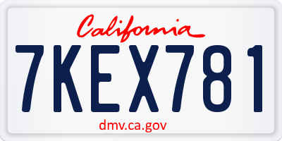 CA license plate 7KEX781