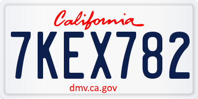 CA license plate 7KEX782