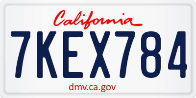 CA license plate 7KEX784