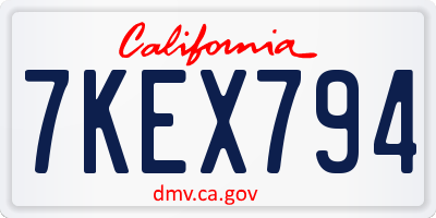 CA license plate 7KEX794