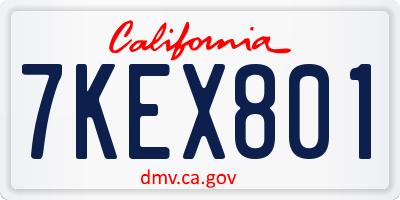 CA license plate 7KEX801