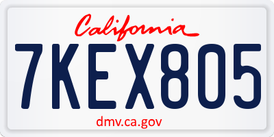 CA license plate 7KEX805