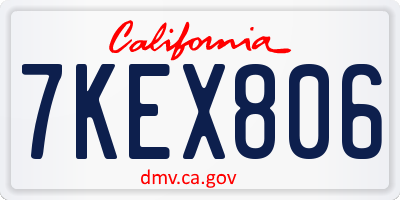 CA license plate 7KEX806