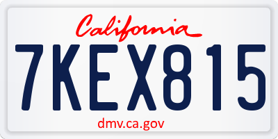 CA license plate 7KEX815