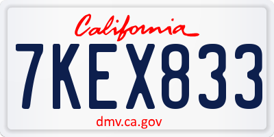 CA license plate 7KEX833
