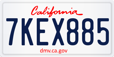 CA license plate 7KEX885