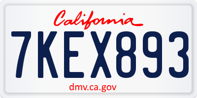 CA license plate 7KEX893