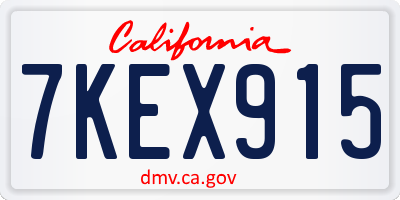CA license plate 7KEX915