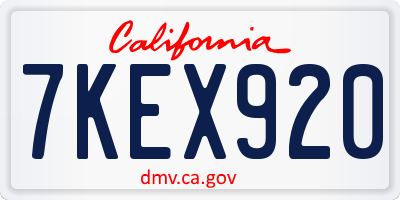 CA license plate 7KEX920