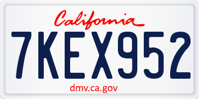 CA license plate 7KEX952