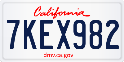 CA license plate 7KEX982