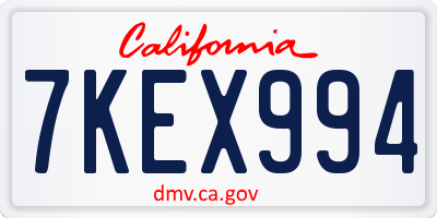 CA license plate 7KEX994