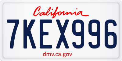 CA license plate 7KEX996