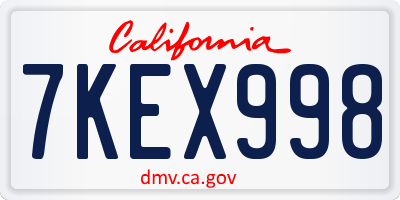 CA license plate 7KEX998