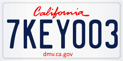 CA license plate 7KEY003