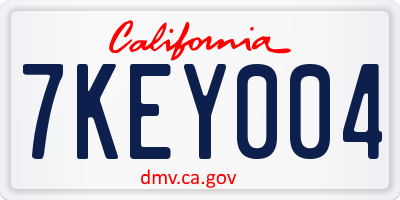 CA license plate 7KEY004