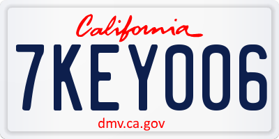 CA license plate 7KEY006