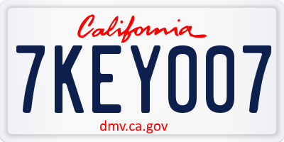 CA license plate 7KEY007