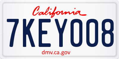 CA license plate 7KEY008