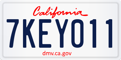 CA license plate 7KEY011