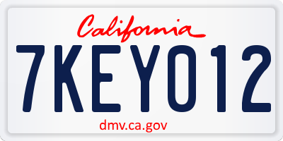 CA license plate 7KEY012