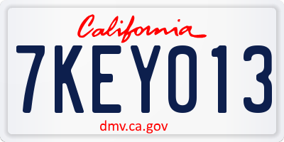 CA license plate 7KEY013