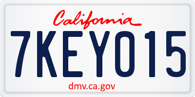 CA license plate 7KEY015