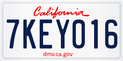 CA license plate 7KEY016