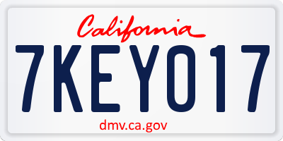 CA license plate 7KEY017