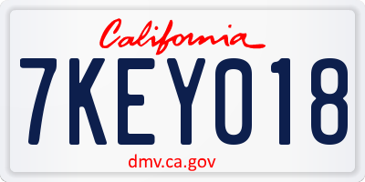 CA license plate 7KEY018