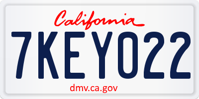 CA license plate 7KEY022